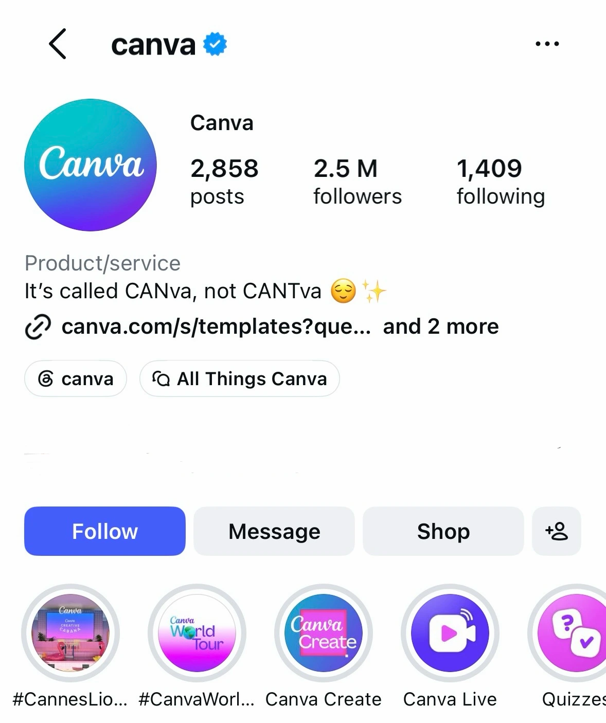 Canva Instagram Bio