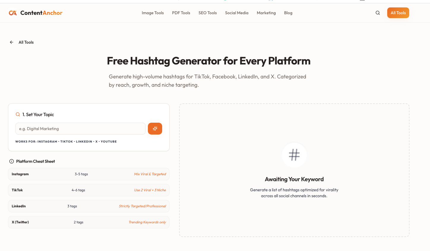 Content Anchor Hashtag Generator