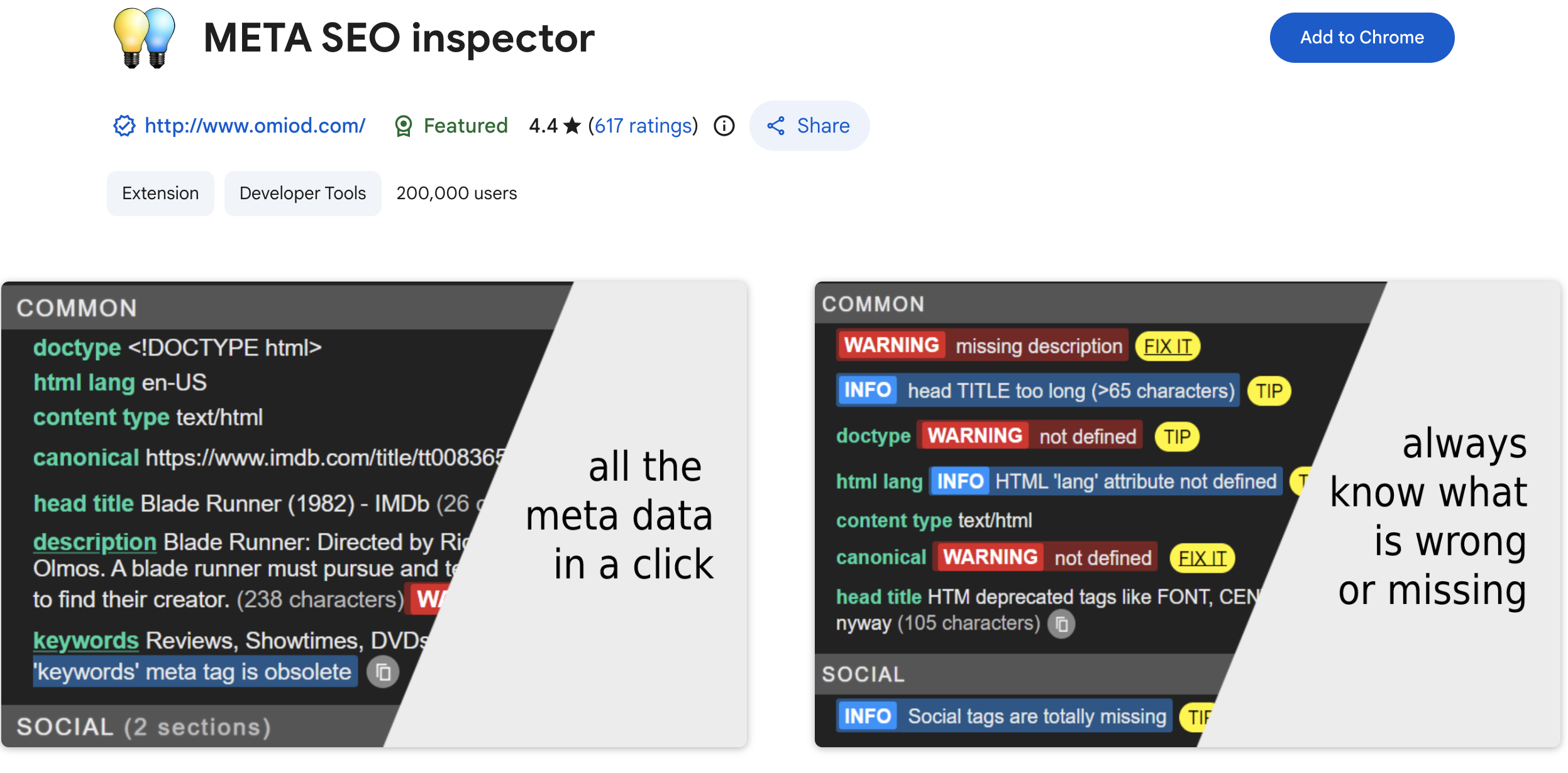 Meta SEO Inspector Chrome extension