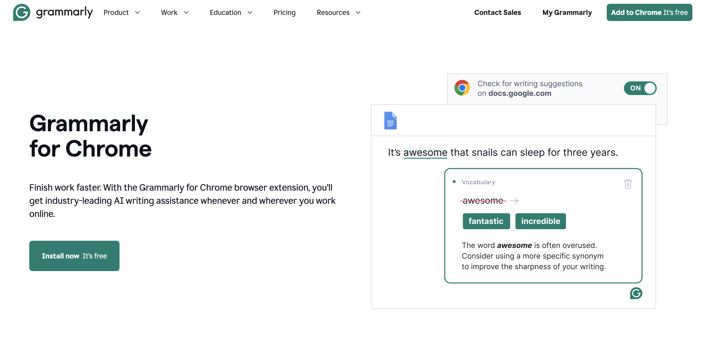 Grammarly chrome extension